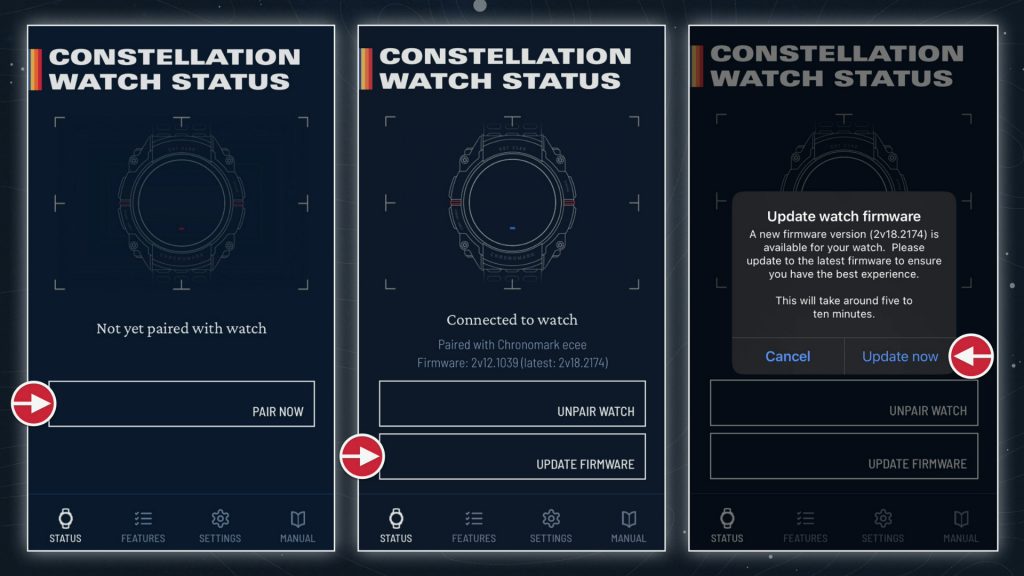 Screenshot of the Bethesda official guidance for updating the Starfield watch firmware.