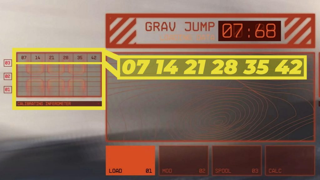 Screenshot from Starfield Direct showing the number sequence used to predict the new Starfield videos.