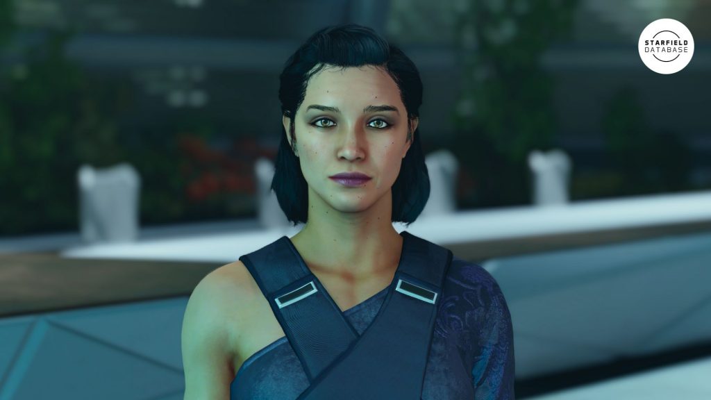 Screenshot of the Starfield Andreja NPC and companion.