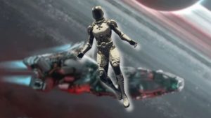 Custom image for Starfield spacewalk news with a Starborn floating through space
