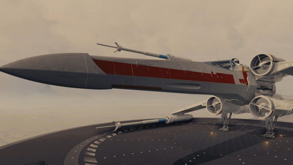 Image of the Starfield X-Wing from a mod by electionis - side view