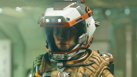 Starfield reddit: a space explorer wearing an glass-fronted helmet