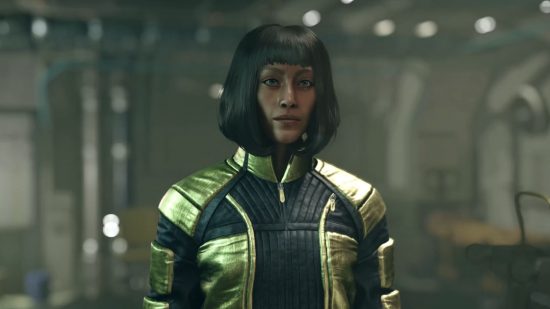 Screenshot from the Starfield character customisation trailer showing a female pilot for Starfield leaks guide