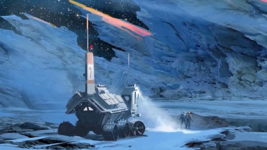 Concept art of a Starfield lunar rover for Starfield vehicles guide